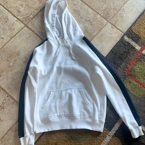 White RVCA sweatshirt with black strips